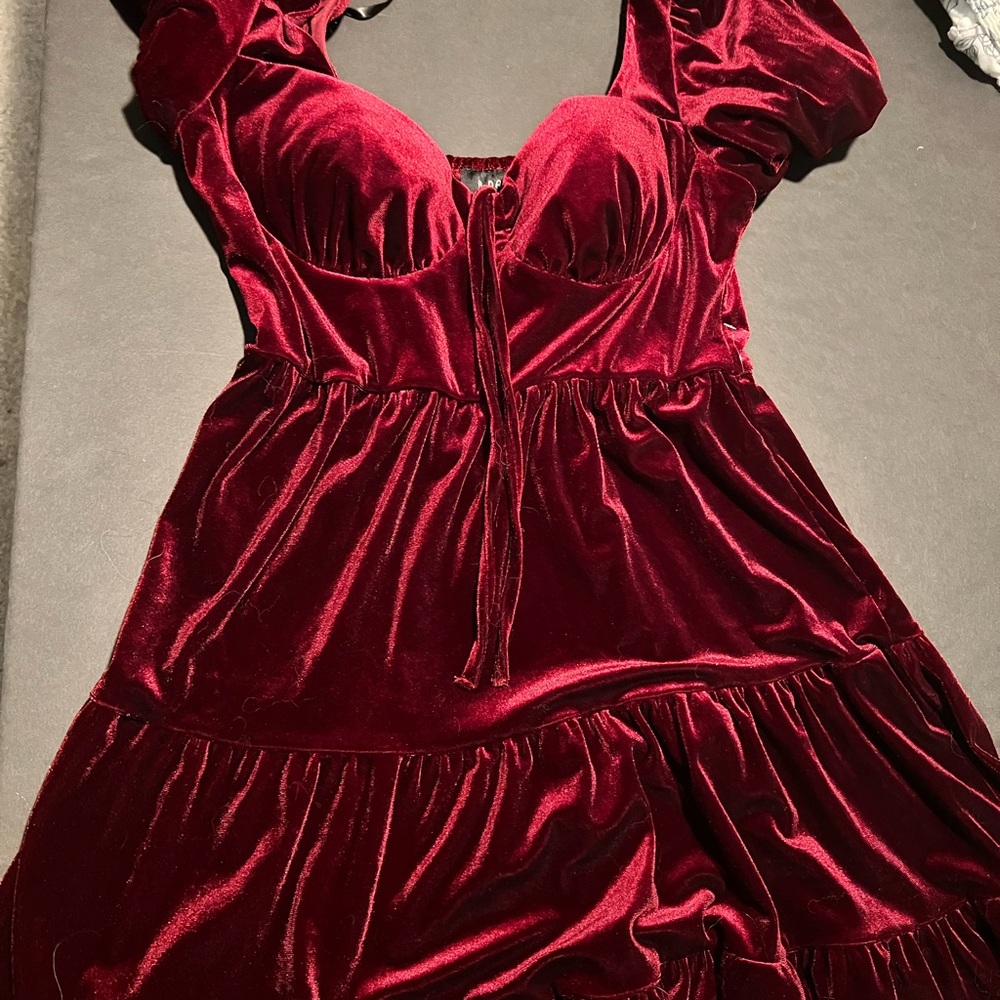 Elegant Velvet Burgundy Dress
